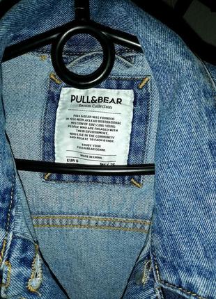 Куртка pull&bear джинсовая oversized длинная синяя4 фото