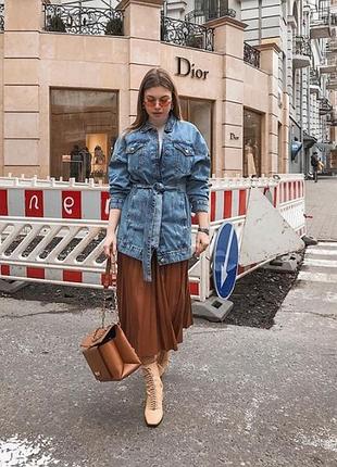 Куртка pull&bear джинсовая oversized длинная синяя