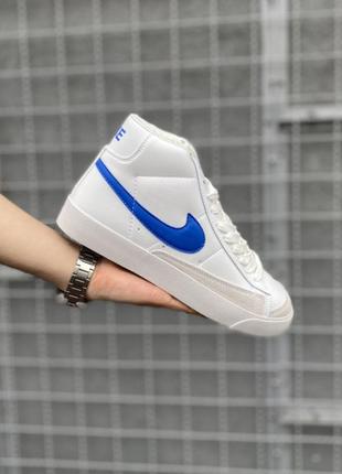 Nike blazer mid 77 white & blue1 фото