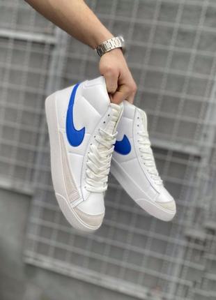 Nike blazer mid 77 white & blue6 фото