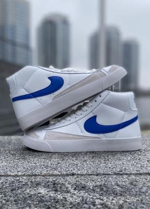 Nike blazer mid 77 white & blue4 фото