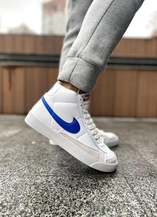 Nike blazer mid 77 white & blue5 фото