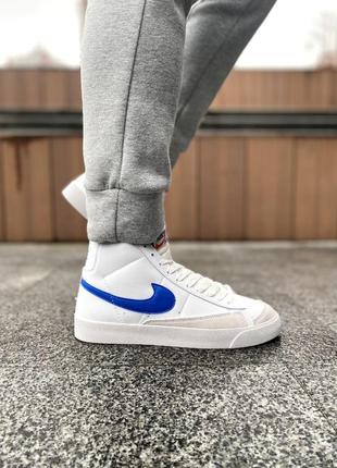 Nike blazer mid 77 white & blue3 фото