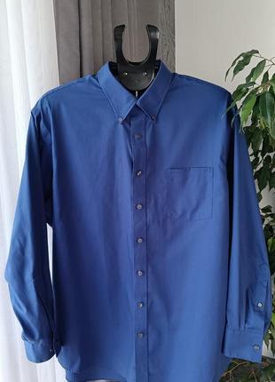 Бавовняна чоловіча сорочка, синього кольору, розмір xl, 34-352 фото