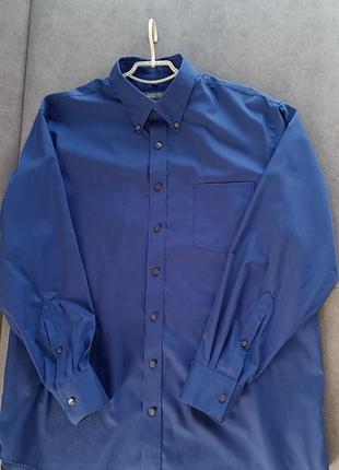 Бавовняна чоловіча сорочка, синього кольору, розмір xl, 34-355 фото