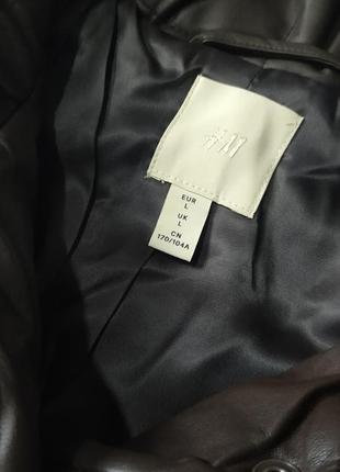 Куртка женская кожаная h&m весна коричневая стеганая купить3 фото