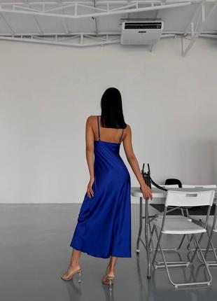 Шовкова сукня комбінація силуетного крою  на бретелях в максі довжини8 фото