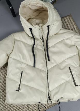 Кожаный пуфер zara кожаная куртка женская осенняя зимняя1 фото