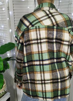 Куртка рубашка zara женская теплая фланель в клетку9 фото