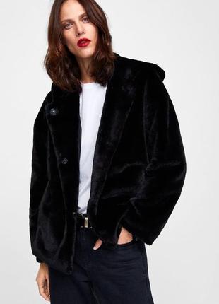 Black zara fur coat5 фото