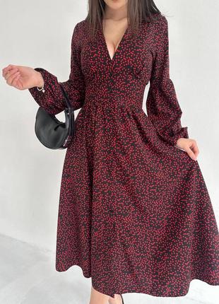 Плаття з довгими пишними рукавами на гудзиках v-подібним вирізом6 фото