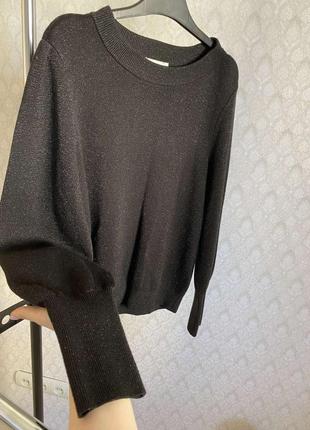 Блестящий свитерик черного цвета вязаный свитер р. s4 фото
