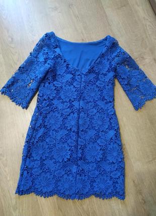 Синее платье кружевное2 фото