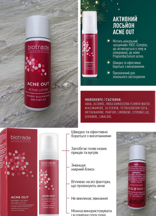 ❤️biotrade acne out active lotion активный лосьон для проблемной кожи с воспалительным акне, локального использования