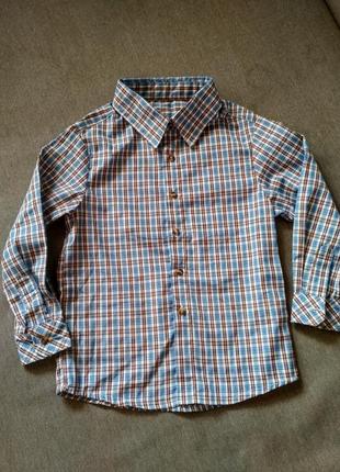 Рубашка swiss cross сша, синяя в клетку, тонкая – размер 5, мальчику на 5 лет