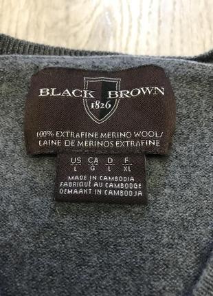 Свитер кофта джемпер пуловер  бренд black brown 1826 100% мериносовая шерсть мягкий серый графит4 фото