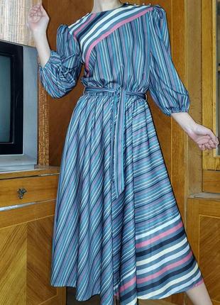 Винтажное платье в полоску, винтаж ретро 80-е, англия1 фото