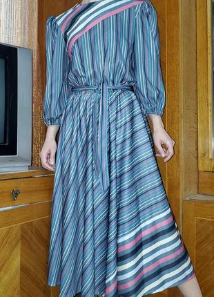 Винтажное платье в полоску, винтаж ретро 80-е, англия2 фото