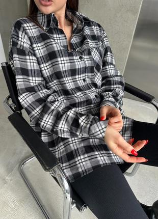 Фланелевая рубашка в клетку 100% хлопок на пуговицах, клетчатая рубашка женская на весну с карманом3 фото
