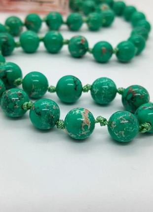 🍀🥑 яркие стильные бусы натуральный камень зеленый варисцит шарик 8 мм длина 48 см3 фото