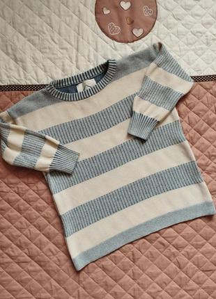 Якісна бавовняна кофточка светр на короткий рукав   maglieria veneta s в'язана футболка топ  бежева/голуба