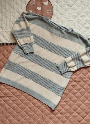 Якісна бавовняна кофточка светр на короткий рукав   maglieria veneta s в'язана футболка топ  бежева/голуба5 фото