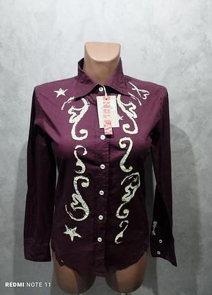 Шикарна бавовняна сорочка з декором неповторної італійської марки replay. нова, з біркою