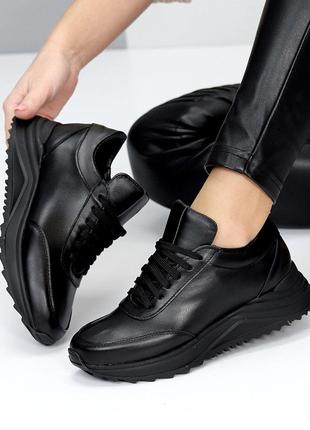 Имиджевые женские черные кроссовки натуральная кожа производство украина2 фото