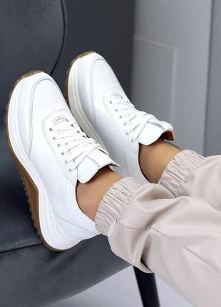 Имиджевые женские белые кроссовки натуральная кожа производство украина6 фото