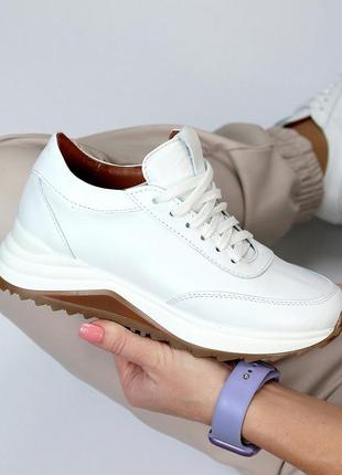 Имиджевые женские белые кроссовки натуральная кожа производство украина3 фото
