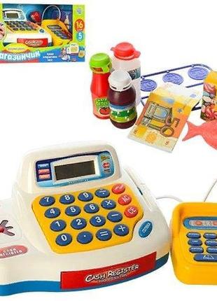 Km7020-ua касовий апарат іграшковий, калькулятор, звук український, світло, продукти, коробка 43-18-18 см2 фото