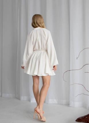 Milana 20780 сукня молочного кольору муслин бавовна довгий рукав коротка4 фото