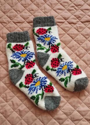 Теплі вовняні дитячі носки шкарпетки  з сонечками натуральні1 фото