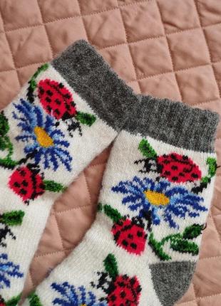Теплі вовняні дитячі носки шкарпетки  з сонечками натуральні2 фото