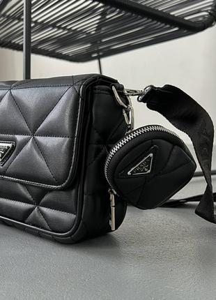 Сумка клатч в стилі prada re-nylon padded shoulder black3 фото