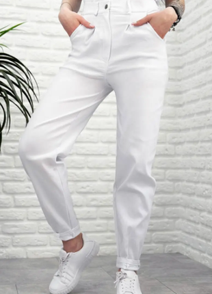 Укороченные штаны-баллоны  джинс-бенгалин   4 цвета 1701хф6 фото