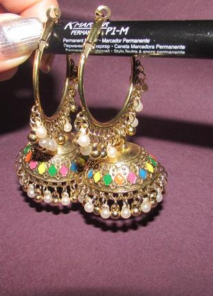 Индийские тяжелые серьги джумки колокольчики, арт. 56714 фото