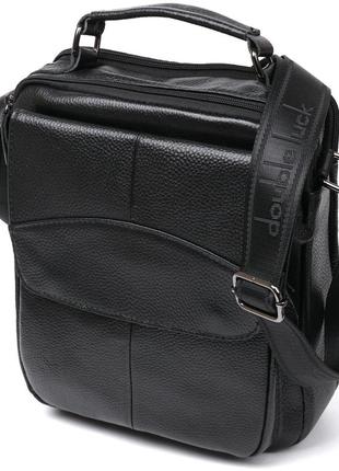 Вместительная кожаная мужская сумка vintage 20683 черный1 фото