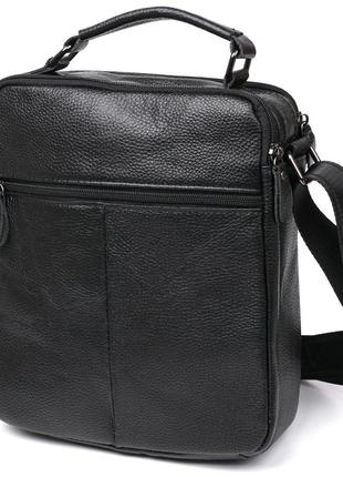 Вместительная кожаная мужская сумка vintage 20683 черный2 фото
