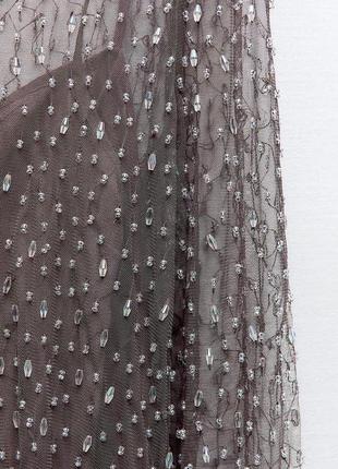 Полупрозрачное платье с бисером6 фото