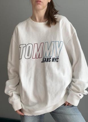 Оригинальный мужской белый свитшот tommy hilfiger 4
