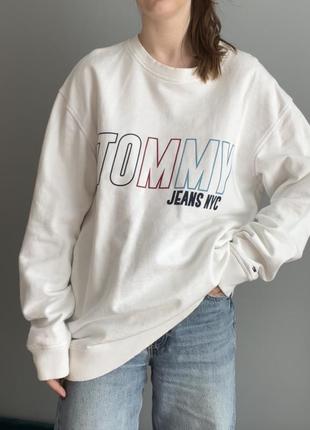 Оригинальный мужской белый свитшот tommy hilfiger 2
