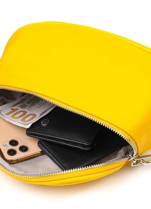 Яркая женская сумка через плечо из натуральной кожи 22116 vintage желтая4 фото