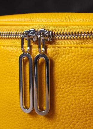 Яркая женская сумка через плечо из натуральной кожи 22116 vintage желтая8 фото