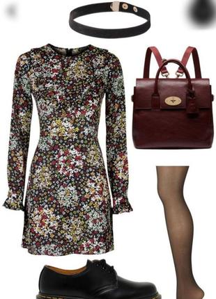 Topshop легке плаття з рукавом, сукня квітковий принт, стильне плаття з рюшами