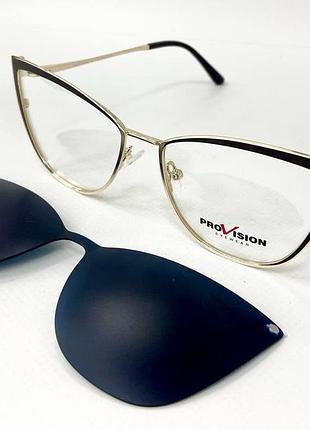 Оправа під встановлення лінз жіноча лисички с сонцезахисним кліпоном на магніті обзорна дужки на флексах