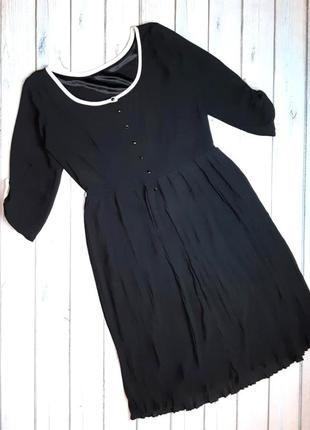💥1+1=3 шикарне чорне ошатне плаття міді з плісе та ґудзиками ззаду kiomi, розмір 44 — 463 фото
