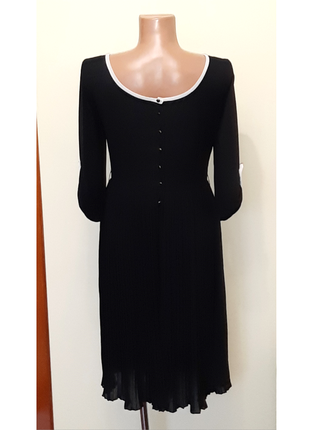 💥1+1=3 шикарне чорне ошатне плаття міді з плісе та ґудзиками ззаду kiomi, розмір 44 — 4610 фото