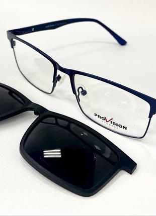 Оправа під встановлення лінз унісекс прямокутна металева з синім фронтом пластикові дужки на флексах