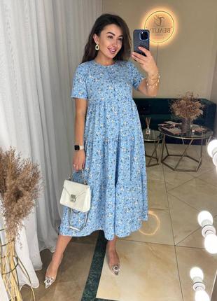 Жіноча сукня плаття вільного крою з гудзиками квітковий принт